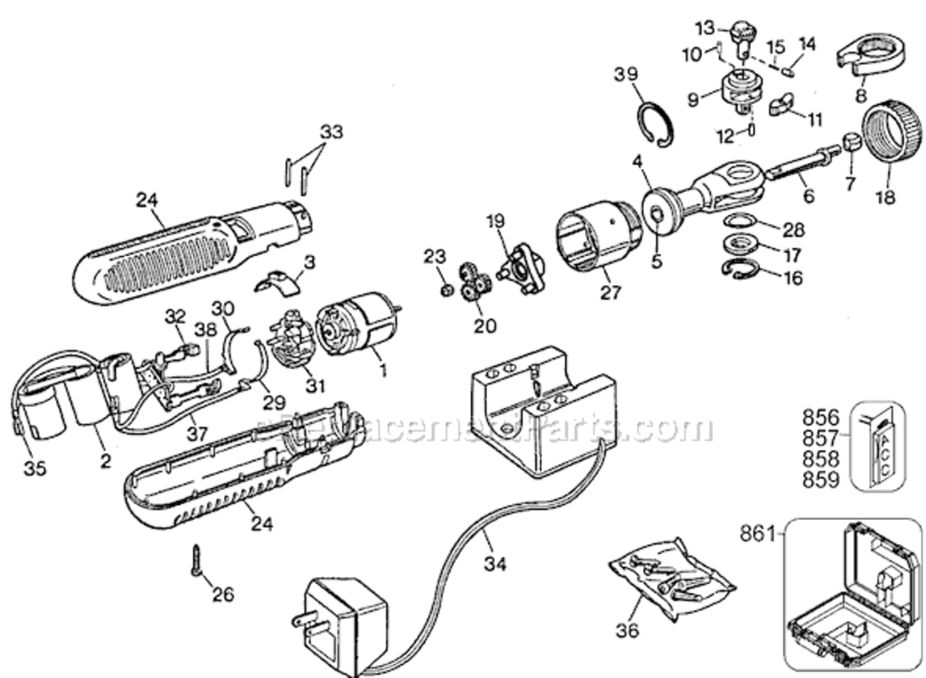 Page A Diagram and Parts List for 9050 Type 2 Black and Decker Ratchet